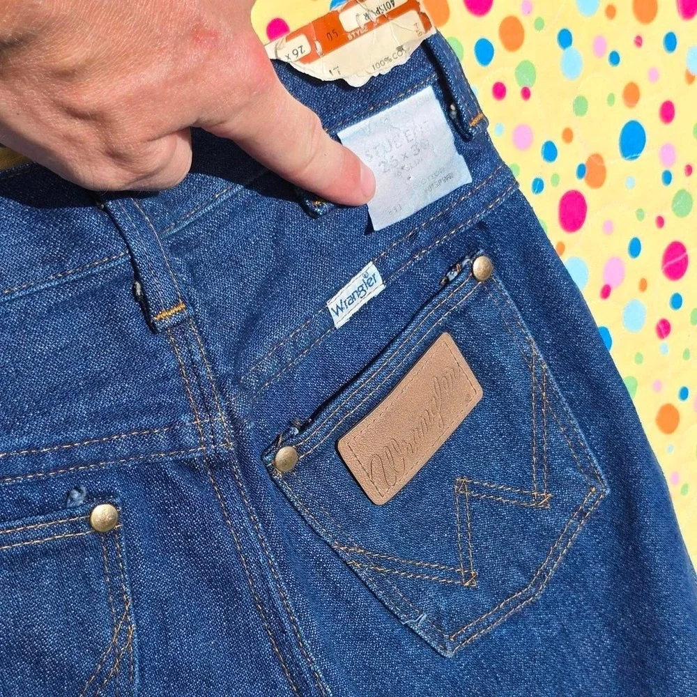 Wranglers Western Leather 26x30 100% Ring Spun Cotton '90s Denim Blue Jeans NWT